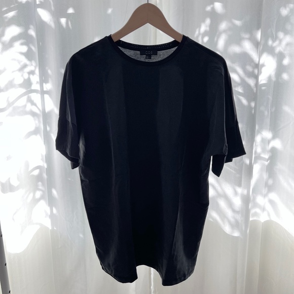 COS Contrast Design Modal Fabric Stretchy Front Back Cotton Short Sleeve Tshirt - Picture 1 of 4